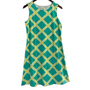 Mahi Gold Perfect Tank Dress Teal Yellow White Size Large